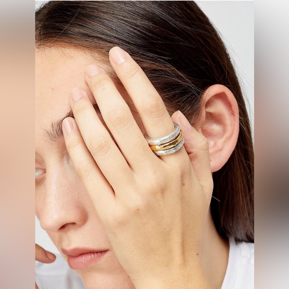 Three separate rings, silver and gold - Picture 6 of 6